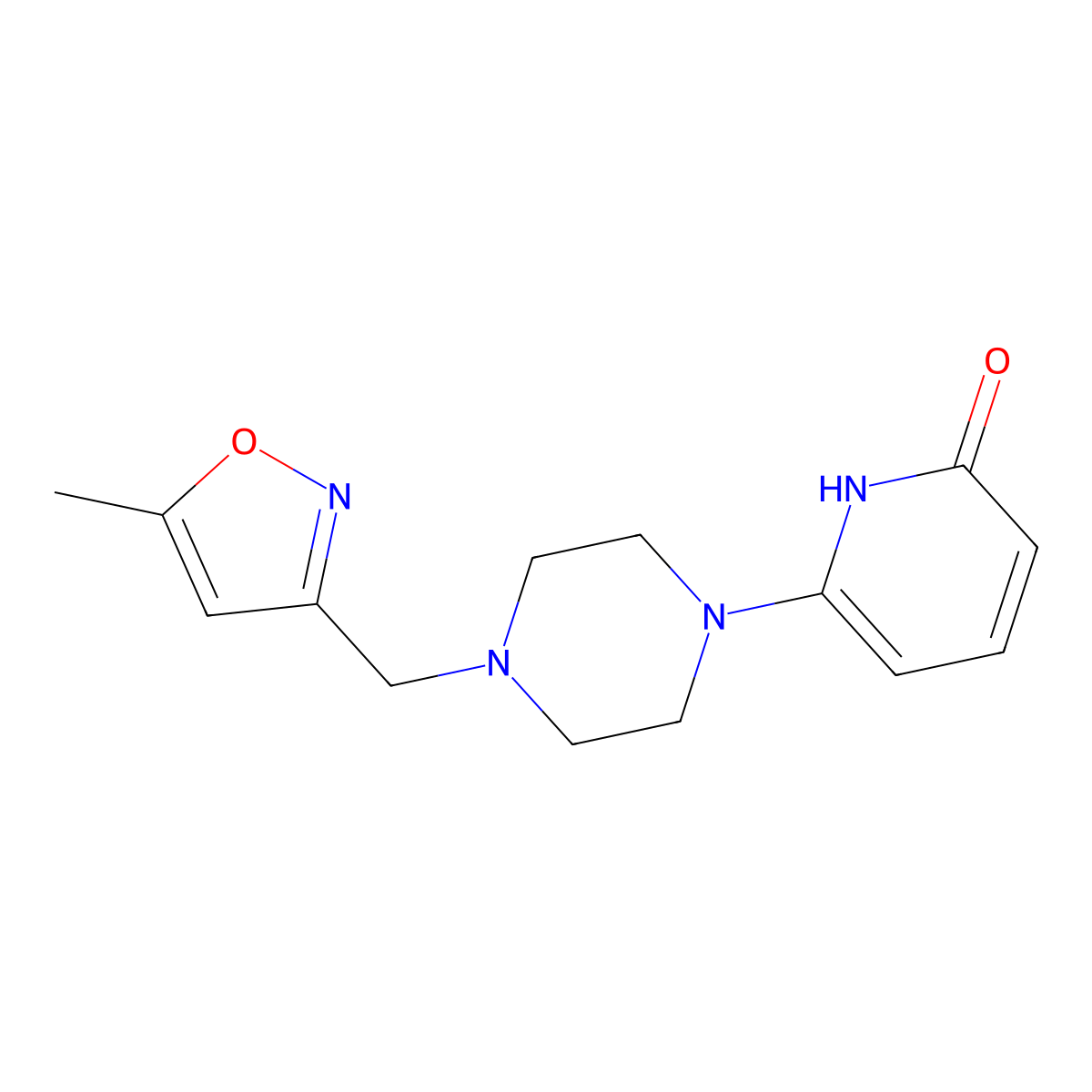 6-{4-[(5-Methyl-1,2-oxazol-3-yl)methyl]piperazin-1-yl}-1,2-dihydropyridin-2-one molecular structure, CAS 3054583-85-3