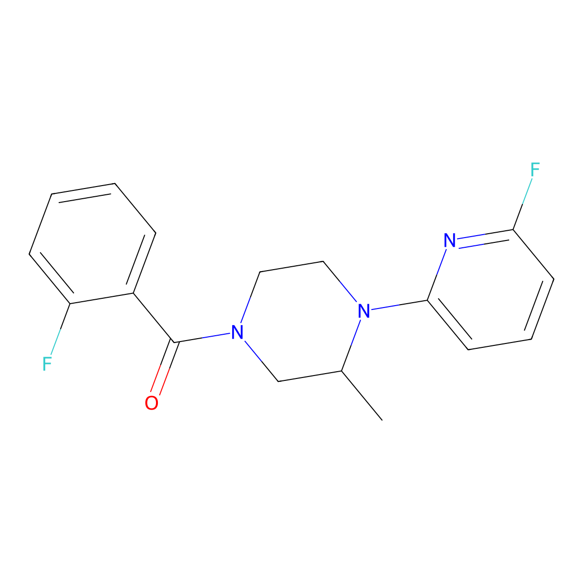4-(2-Fluorobenzoyl)-1-(6-fluoropyridin-2-yl)-2-methylpiperazine molecular structure, CAS 3054583-89-7