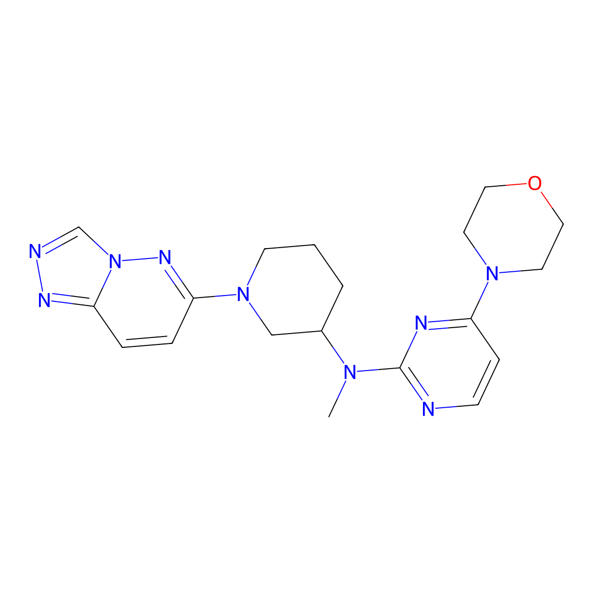 N-methyl-4-(morpholin-4-yl)-N-(1-{[1,2,4]triazolo[4,3-b]pyridazin-6-yl}piperidin-3-yl)pyrimidin-2-amine molecular structure, CAS 3054583-94-4