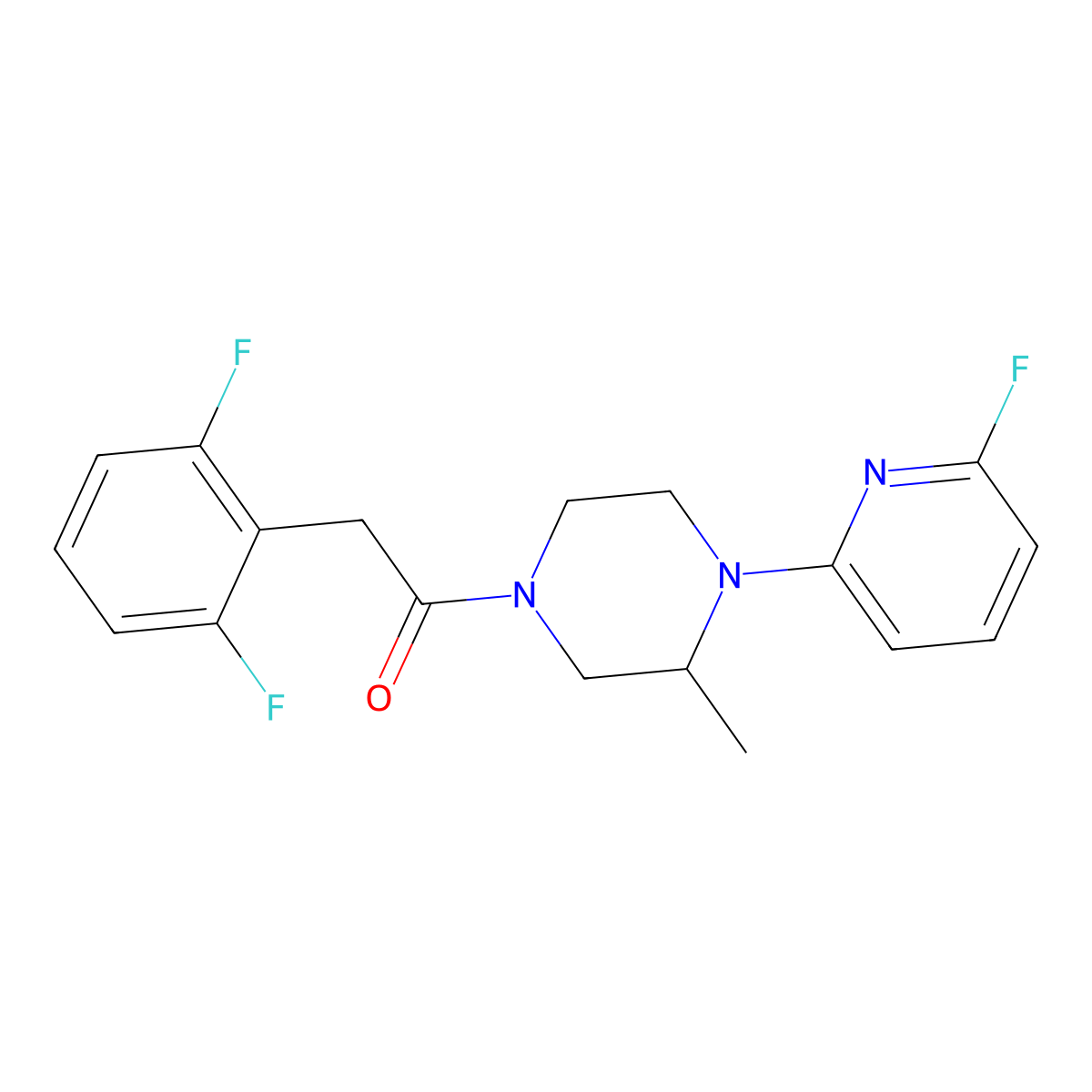 2-(2,6-Difluorophenyl)-1-[4-(6-fluoropyridin-2-yl)-3-methylpiperazin-1-yl]ethan-1-one molecular structure, CAS 3054583-99-9