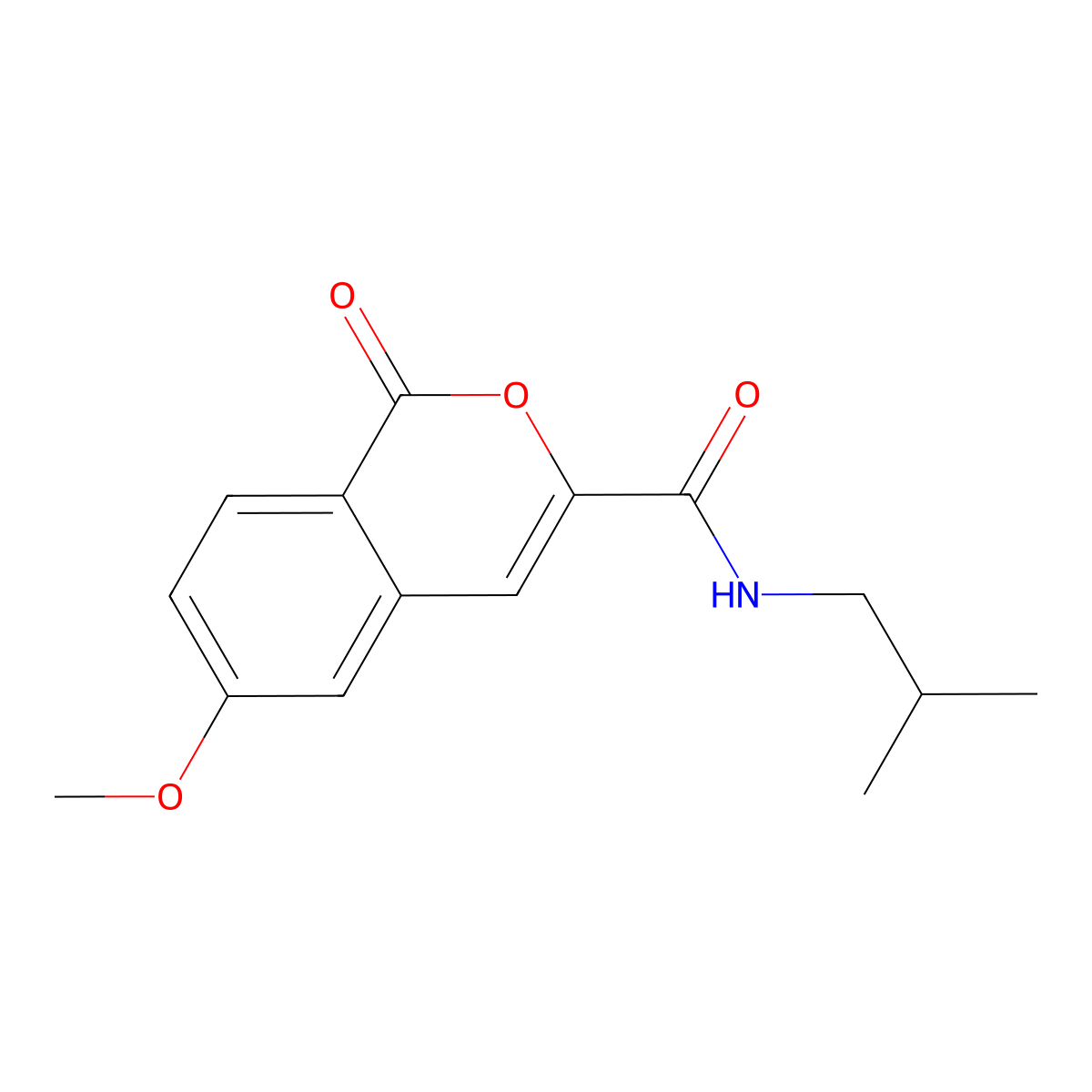 6-methoxy-N-(2-methylpropyl)-1-oxo-1H-isochromene-3-carboxamide molecular structure, CAS 3054584-04-9