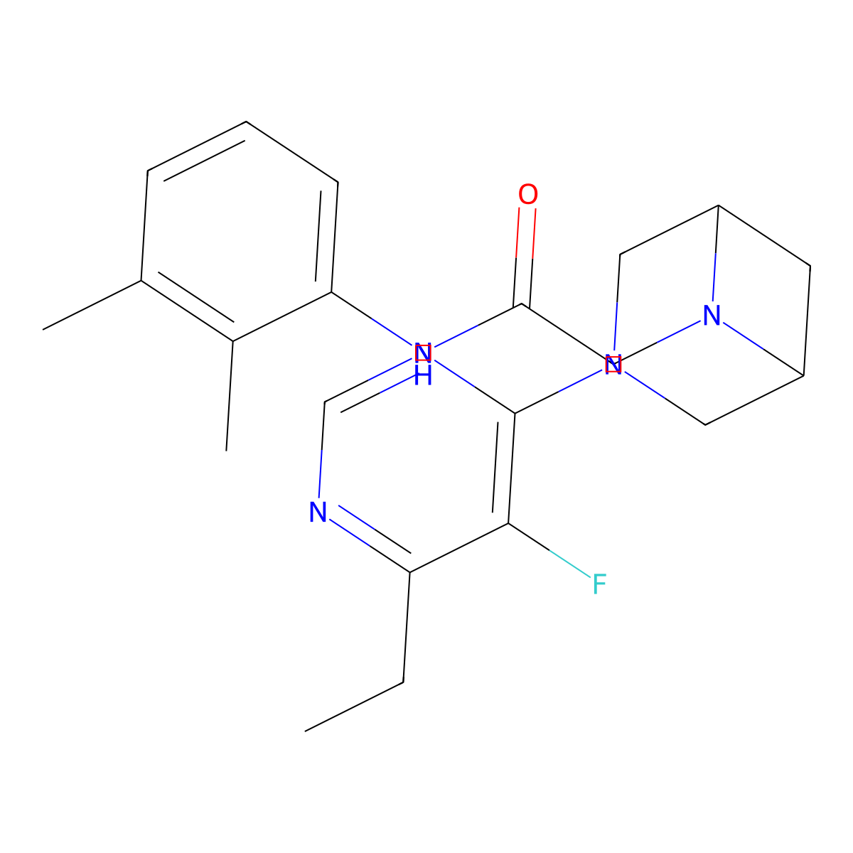N-(2,3-dimethylphenyl)-2-[3-(6-ethyl-5-fluoropyrimidin-4-yl)-3,6-diazabicyclo[3.1.1]heptan-6-yl]acetamide molecular structure, CAS 3054584-05-0