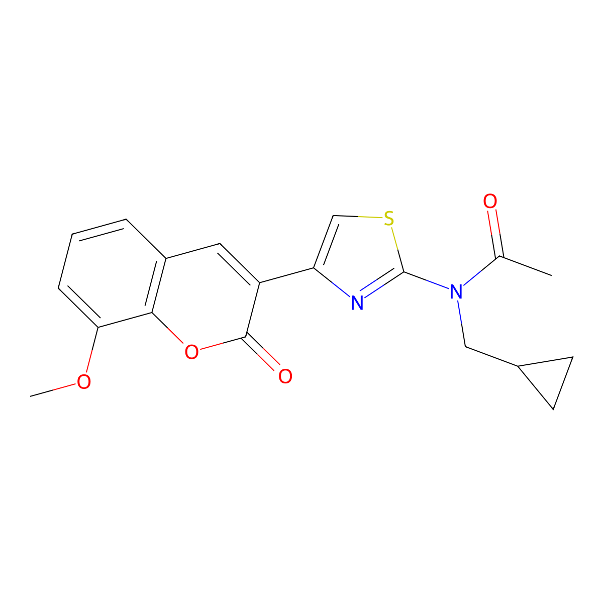 N-(cyclopropylmethyl)-N-[4-(8-methoxy-2-oxo-2H-chromen-3-yl)-1,3-thiazol-2-yl]acetamide molecular structure, CAS 3054584-09-4