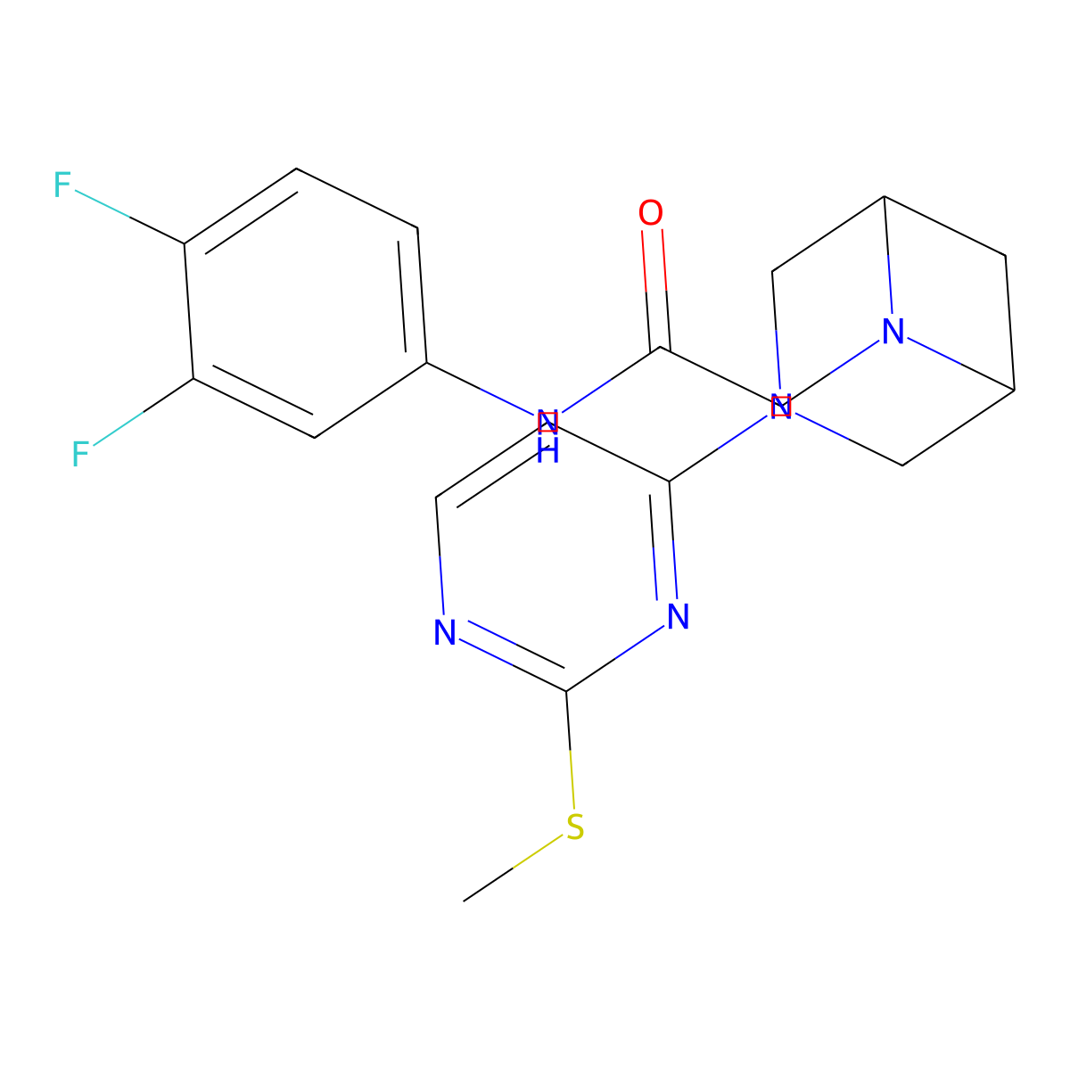 N-(3,4-difluorophenyl)-2-{3-[2-(methylsulfanyl)pyrimidin-4-yl]-3,6-diazabicyclo[3.1.1]heptan-6-yl}acetamide molecular structure, CAS 3054584-10-7