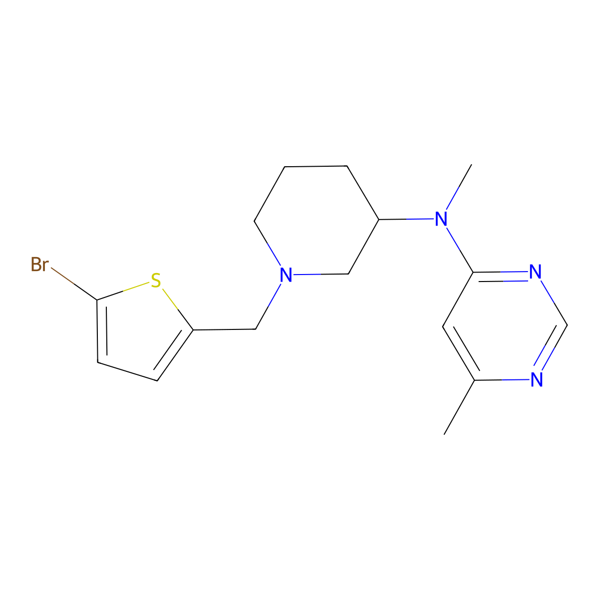 N-{1-[(5-bromothiophen-2-yl)methyl]piperidin-3-yl}-N,6-dimethylpyrimidin-4-amine molecular structure, CAS 3054584-11-8