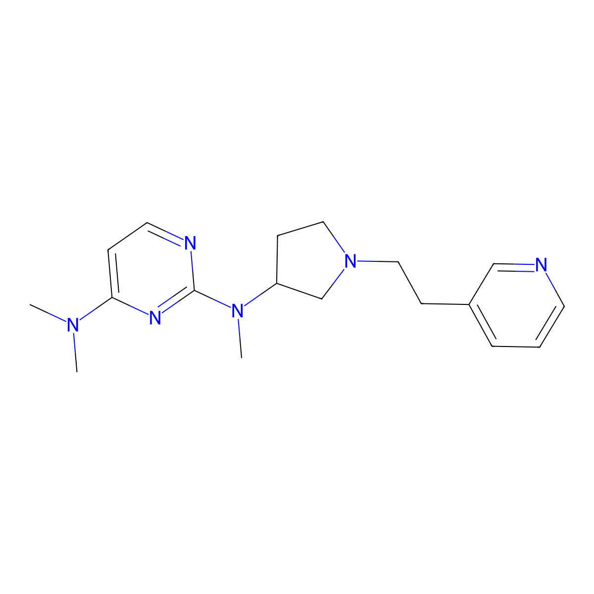 N2,N4,N4-trimethyl-N2-{1-[2-(pyridin-3-yl)ethyl]pyrrolidin-3-yl}pyrimidine-2,4-diamine molecular structure, CAS 3054584-13-0