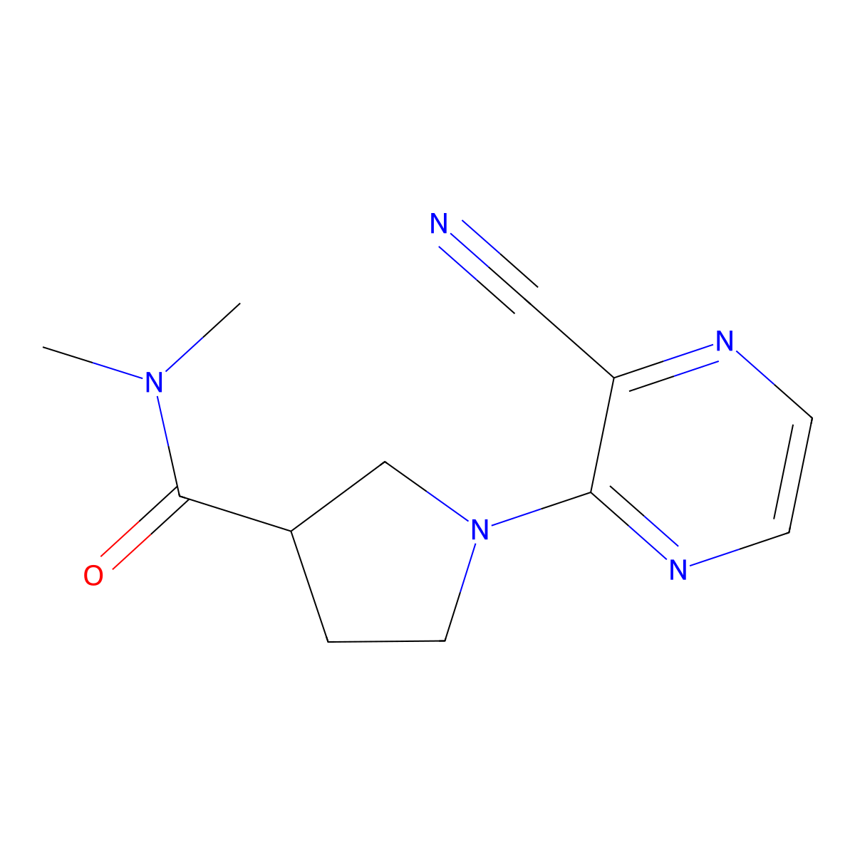 1-(3-cyanopyrazin-2-yl)-N,N-dimethylpyrrolidine-3-carboxamide molecular structure, CAS 3054584-24-3