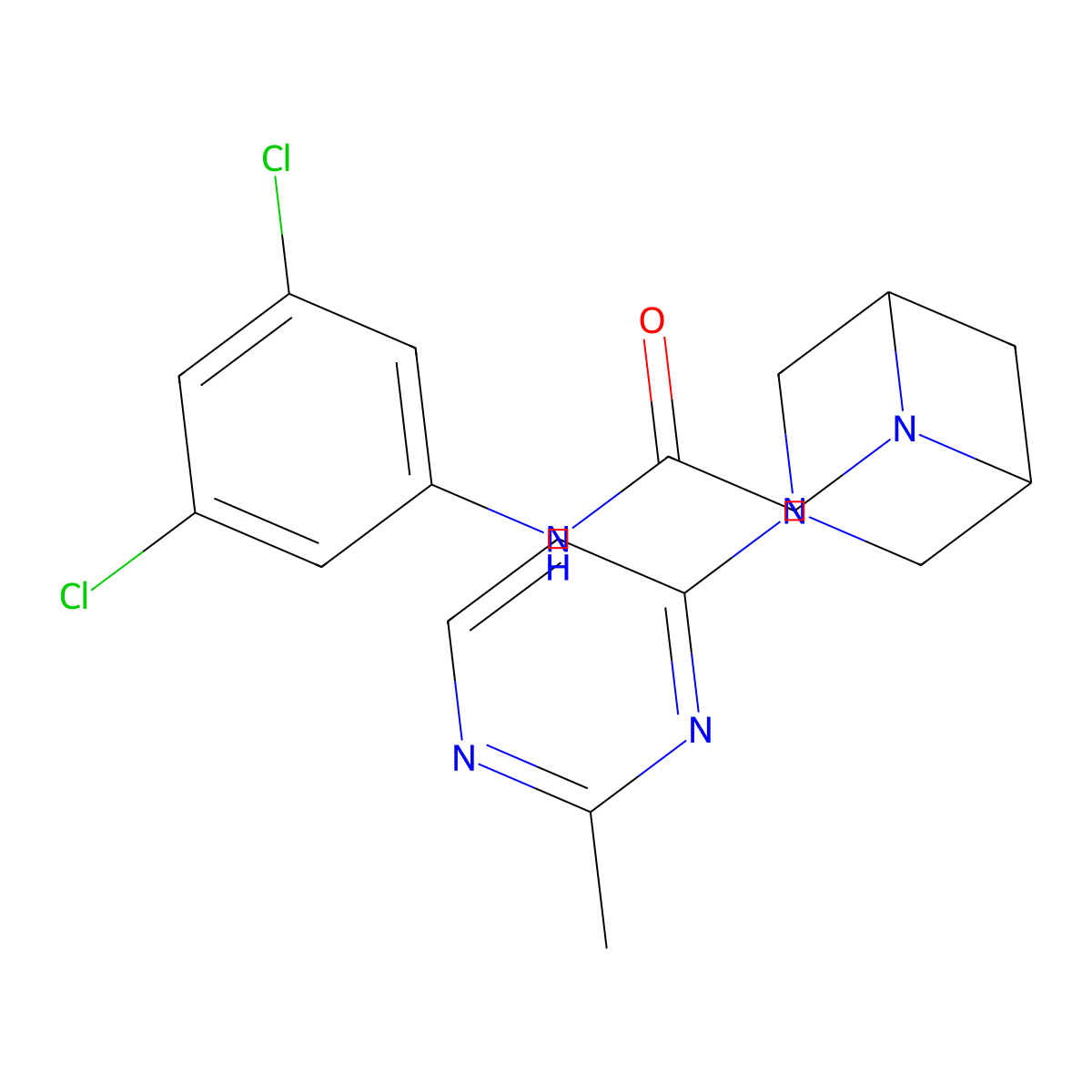 N-(3,5-dichlorophenyl)-2-[3-(2-methylpyrimidin-4-yl)-3,6-diazabicyclo[3.1.1]heptan-6-yl]acetamide molecular structure, CAS 3054584-26-5