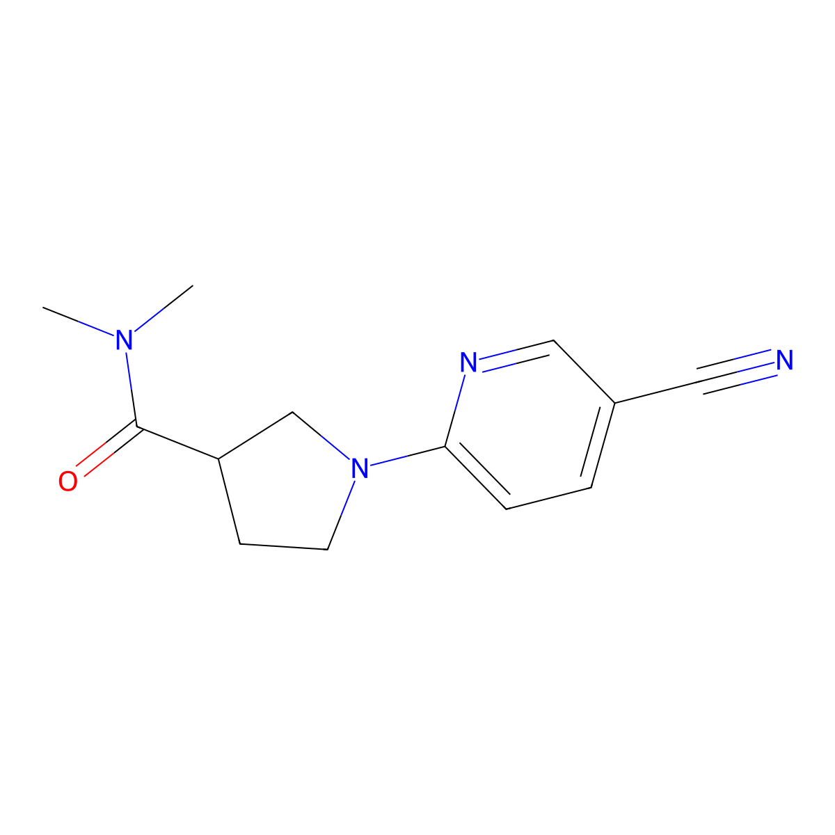 1-(5-cyanopyridin-2-yl)-N,N-dimethylpyrrolidine-3-carboxamide molecular structure, CAS 3054584-41-4