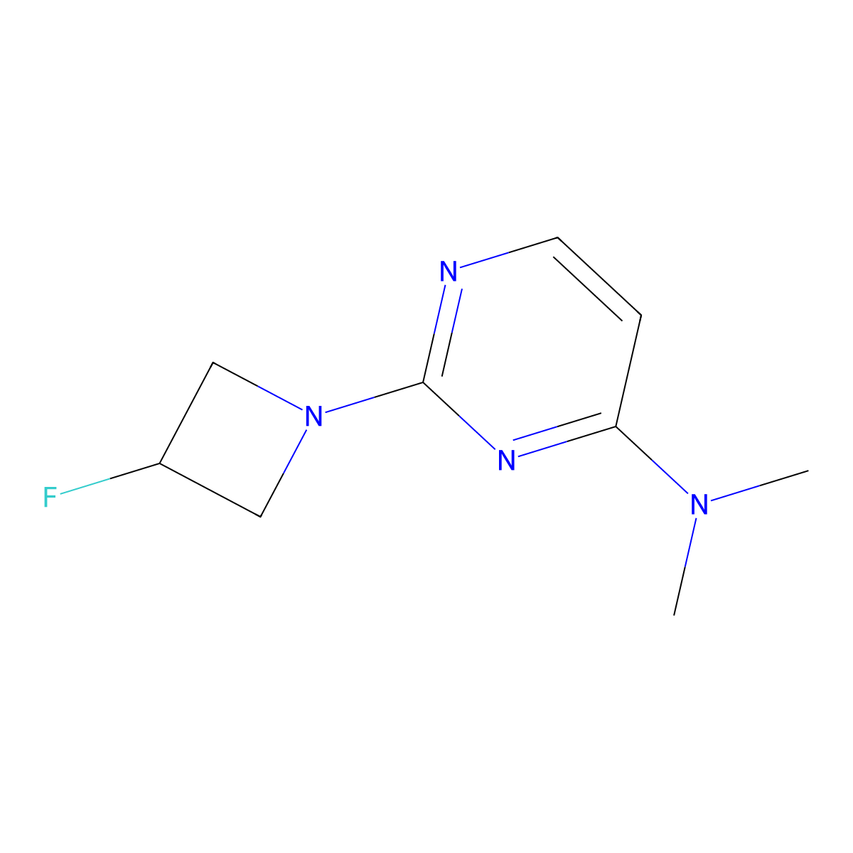 2-(3-fluoroazetidin-1-yl)-N,N-dimethylpyrimidin-4-amine molecular structure, CAS 3054584-50-5