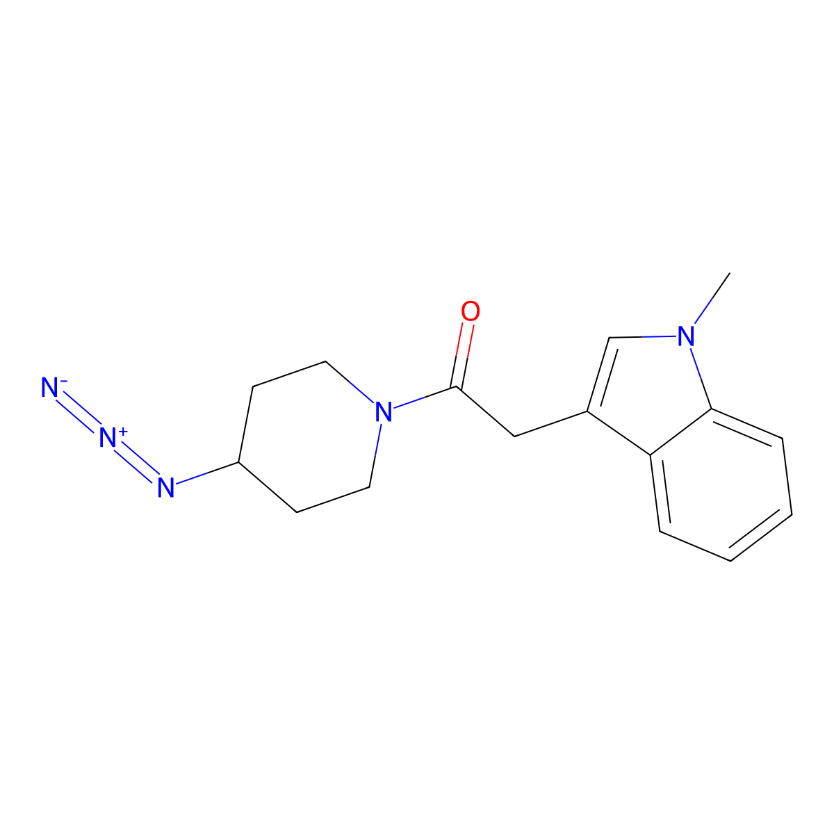 1-(4-azidopiperidin-1-yl)-2-(1-methyl-1H-indol-3-yl)ethan-1-one molecular structure, CAS 3054584-55-0