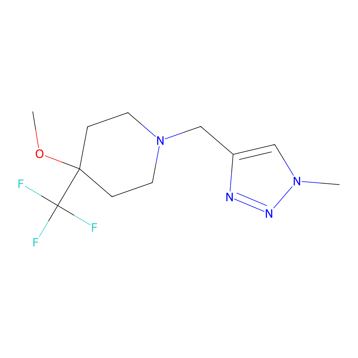 4-methoxy-1-[(1-methyl-1H-1,2,3-triazol-4-yl)methyl]-4-(trifluoromethyl)piperidine molecular structure, CAS 3054584-61-8