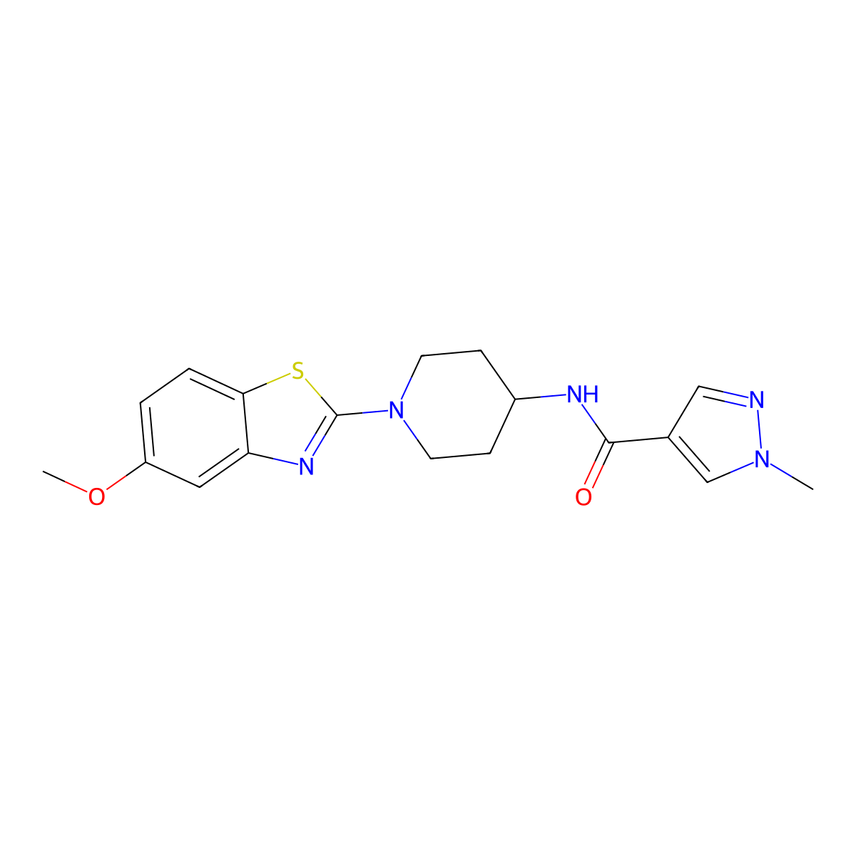 N-[1-(5-methoxy-1,3-benzothiazol-2-yl)piperidin-4-yl]-1-methyl-1H-pyrazole-4-carboxamide molecular structure, CAS 3054584-68-5