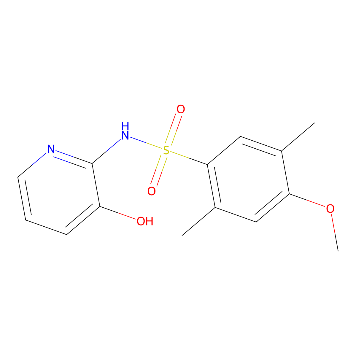 N-(3-hydroxypyridin-2-yl)-4-methoxy-2,5-dimethylbenzene-1-sulfonamide molecular structure, CAS 3054584-70-9