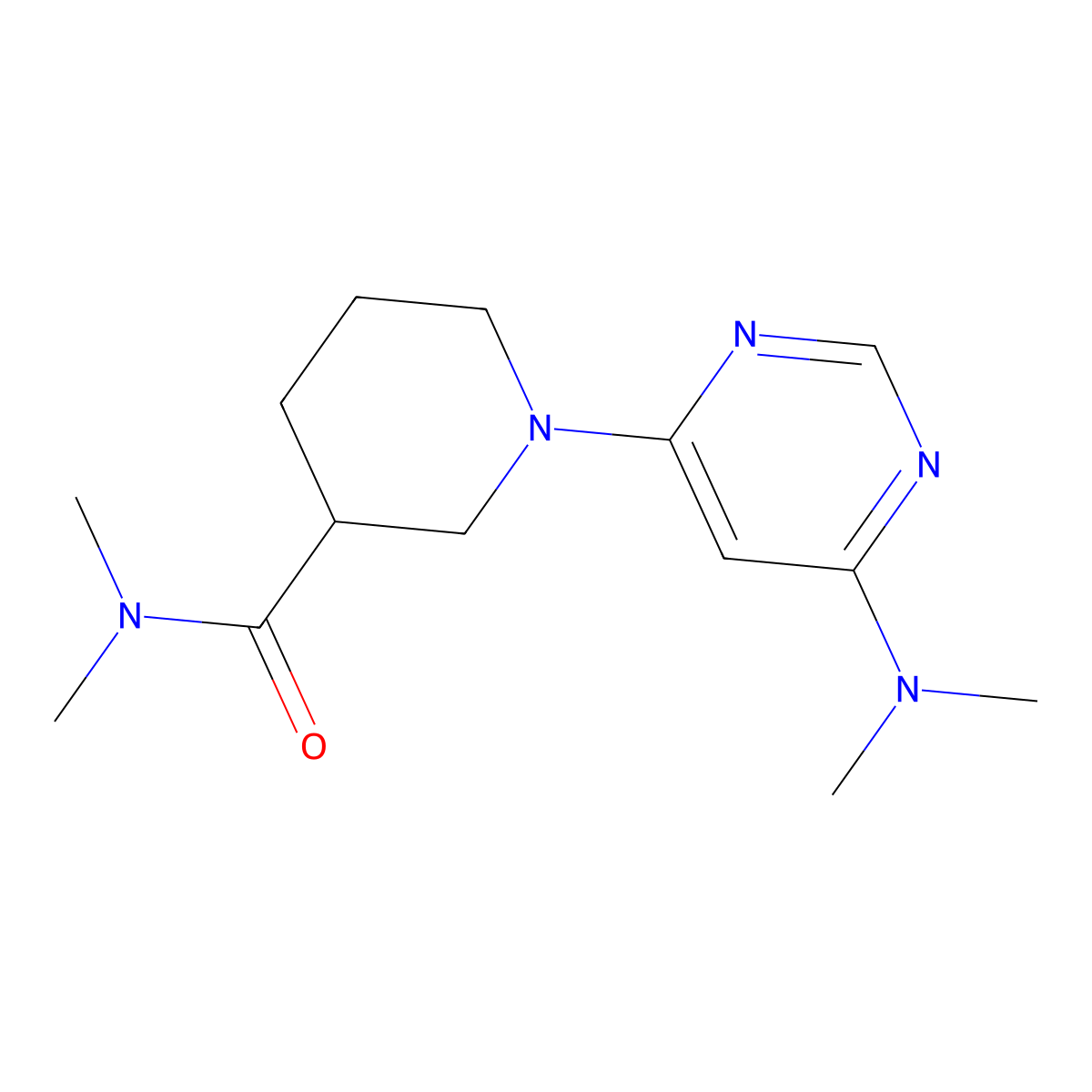 1-[6-(dimethylamino)pyrimidin-4-yl]-N,N-dimethylpiperidine-3-carboxamide molecular structure, CAS 3054584-74-3