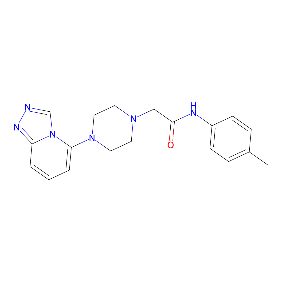 N-(4-methylphenyl)-2-(4-{[1,2,4]triazolo[4,3-a]pyridin-5-yl}piperazin-1-yl)acetamide molecular structure, CAS 3054584-75-4