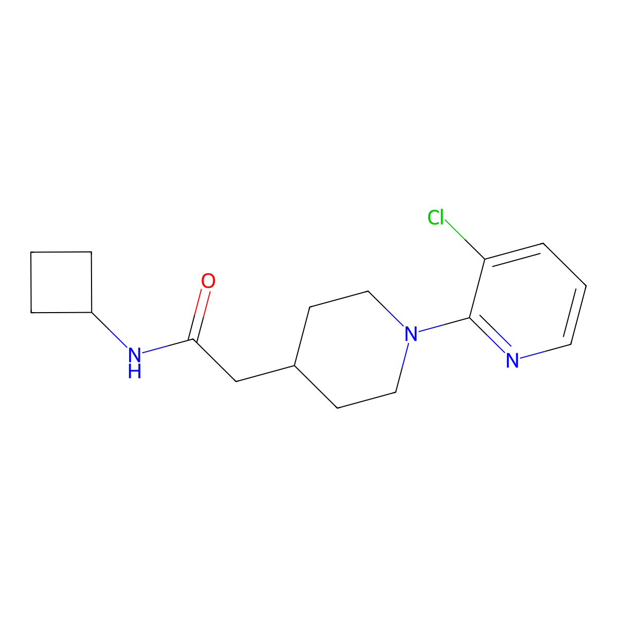 2-[1-(3-chloropyridin-2-yl)piperidin-4-yl]-N-cyclobutylacetamide molecular structure, CAS 3054584-90-3