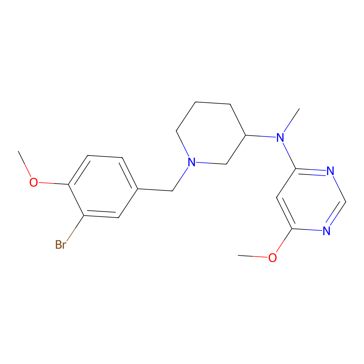 N-{1-[(3-bromo-4-methoxyphenyl)methyl]piperidin-3-yl}-6-methoxy-N-methylpyrimidin-4-amine molecular structure, CAS 3054584-96-9