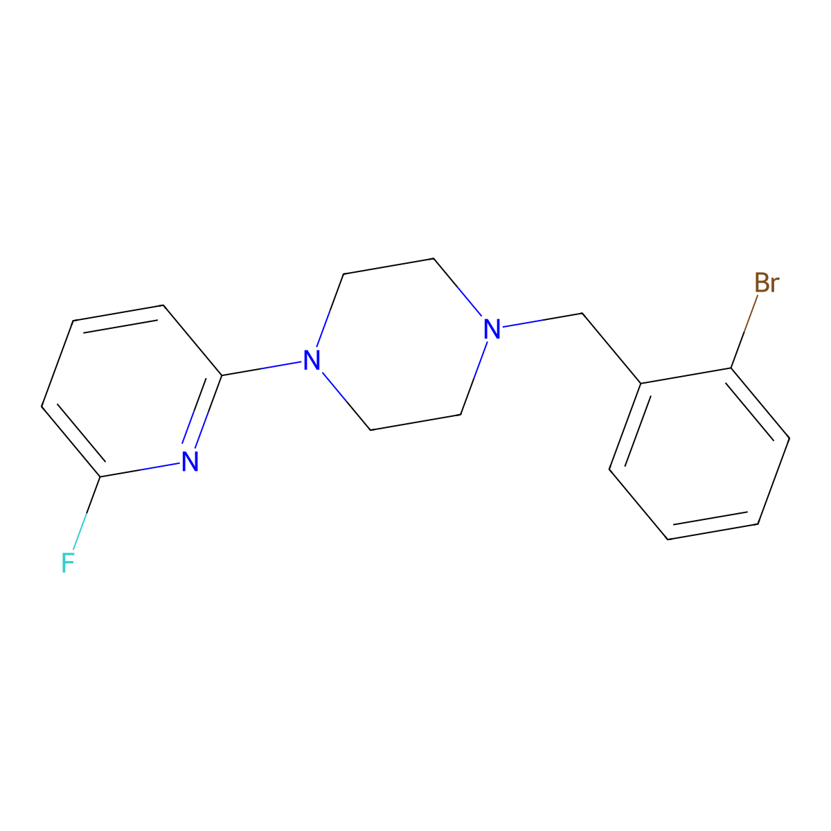 1-[(2-Bromophenyl)methyl]-4-(6-fluoropyridin-2-yl)piperazine molecular structure, CAS 3054584-98-1