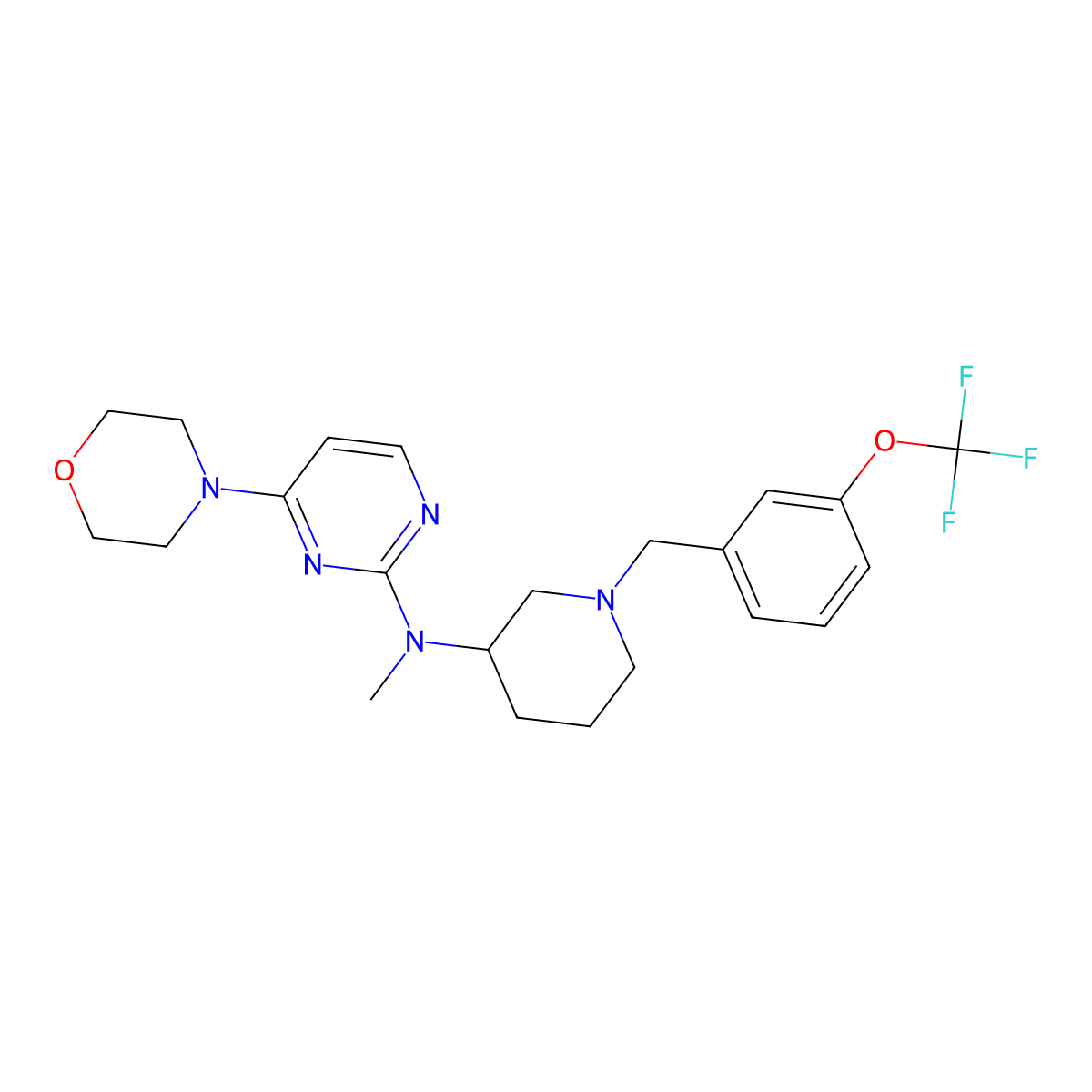 N-methyl-4-morpholin-4-yl-N-[1-[[3-(trifluoromethoxy)phenyl]methyl]piperidin-3-yl]pyrimidin-2-ami molecular structure, CAS 3054585-02-0
