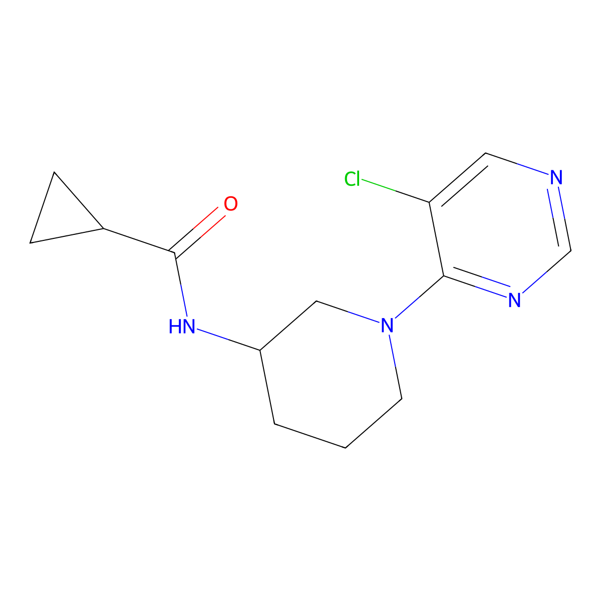 N-[1-(5-chloropyrimidin-4-yl)piperidin-3-yl]cyclopropanecarboxamide molecular structure, CAS 3054585-07-5