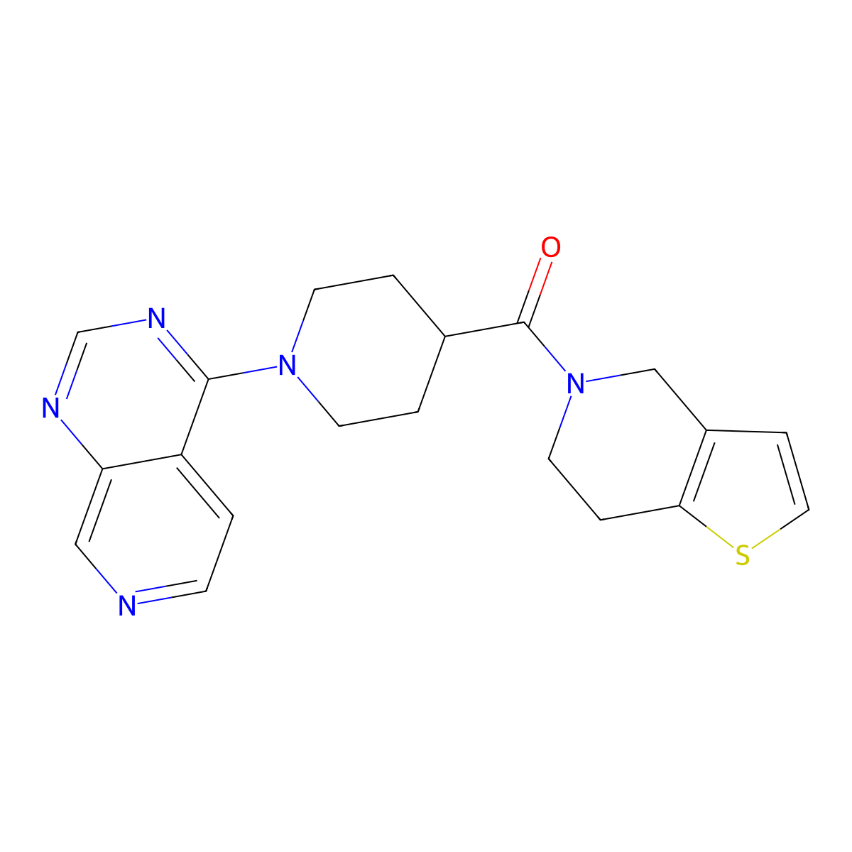 1-{pyrido[3,4-d]pyrimidin-4-yl}-4-{4H,5H,6H,7H-thieno[3,2-c]pyridine-5-carbonyl}piperidine molecular structure, CAS 3054585-09-7