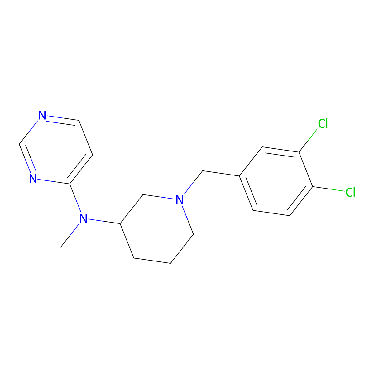 N-[1-[(3,4-dichlorophenyl)methyl]piperidin-3-yl]-N-methylpyrimidin-4-amine molecular structure, CAS 3054585-10-0