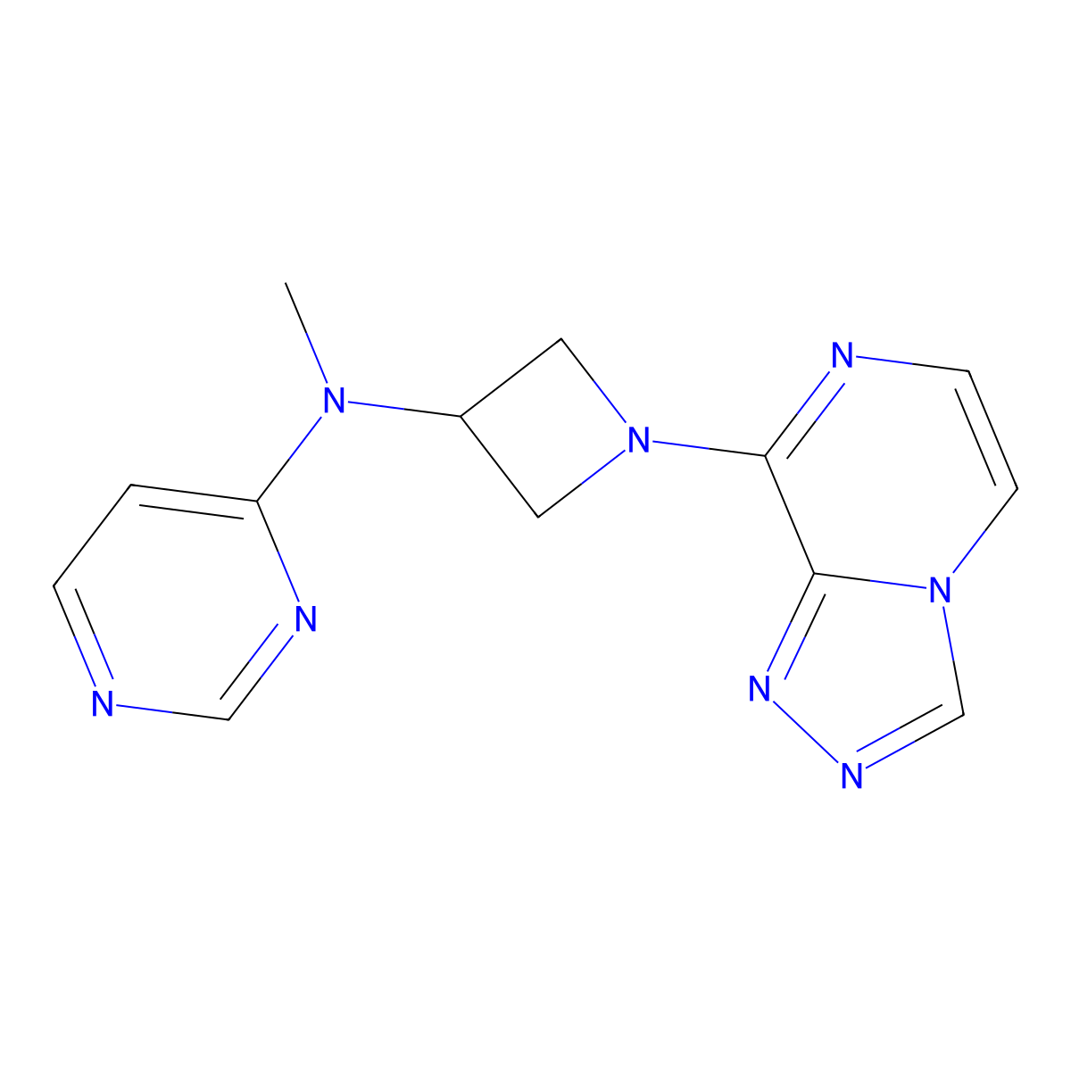 N-methyl-N-(1-{[1,2,4]triazolo[4,3-a]pyrazin-8-yl}azetidin-3-yl)pyrimidin-4-amine molecular structure, CAS 3054585-13-3