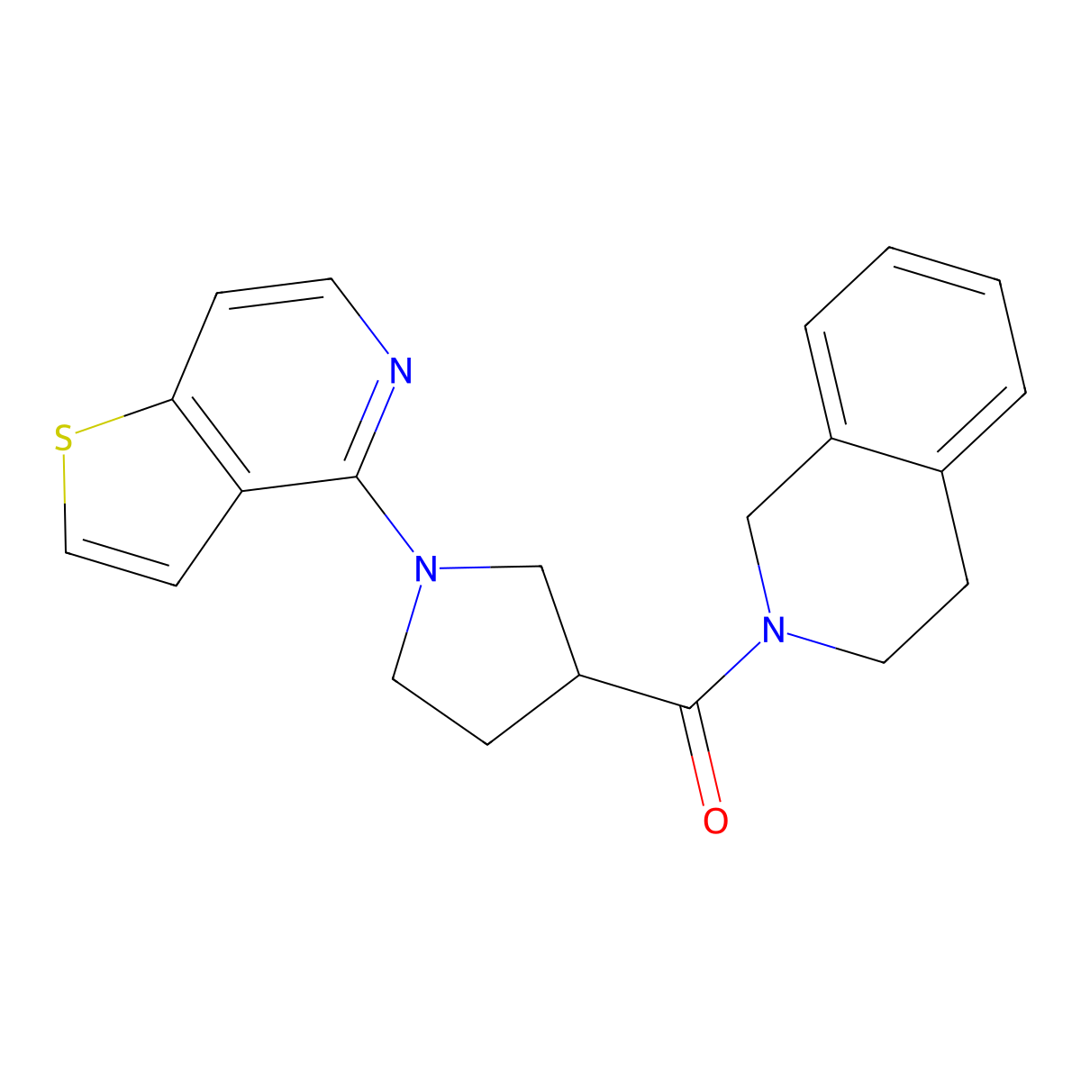 2-(1-{Thieno[3,2-c]pyridin-4-yl}pyrrolidine-3-carbonyl)-1,2,3,4-tetrahydroisoquinoline molecular structure, CAS 3054585-15-5