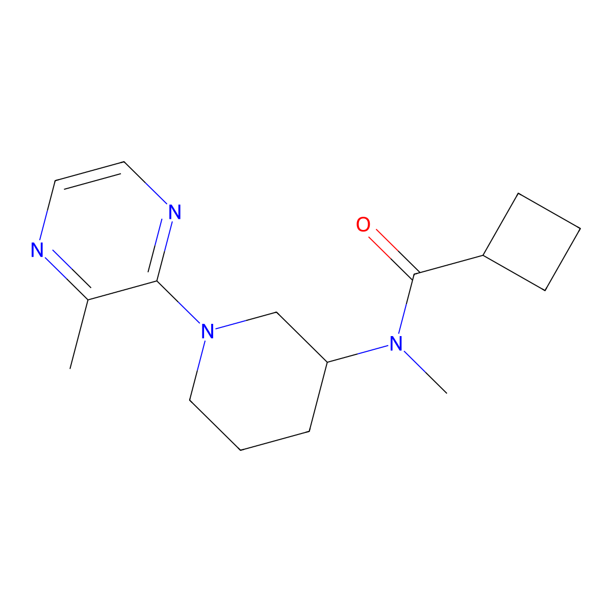 N-methyl-N-[1-(3-methylpyrazin-2-yl)piperidin-3-yl]cyclobutanecarboxamide molecular structure, CAS 3054585-17-7