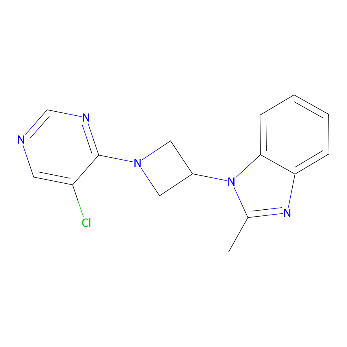 1-[1-(5-chloropyrimidin-4-yl)azetidin-3-yl]-2-methyl-1H-1,3-benzodiazole molecular structure, CAS 3054585-20-2