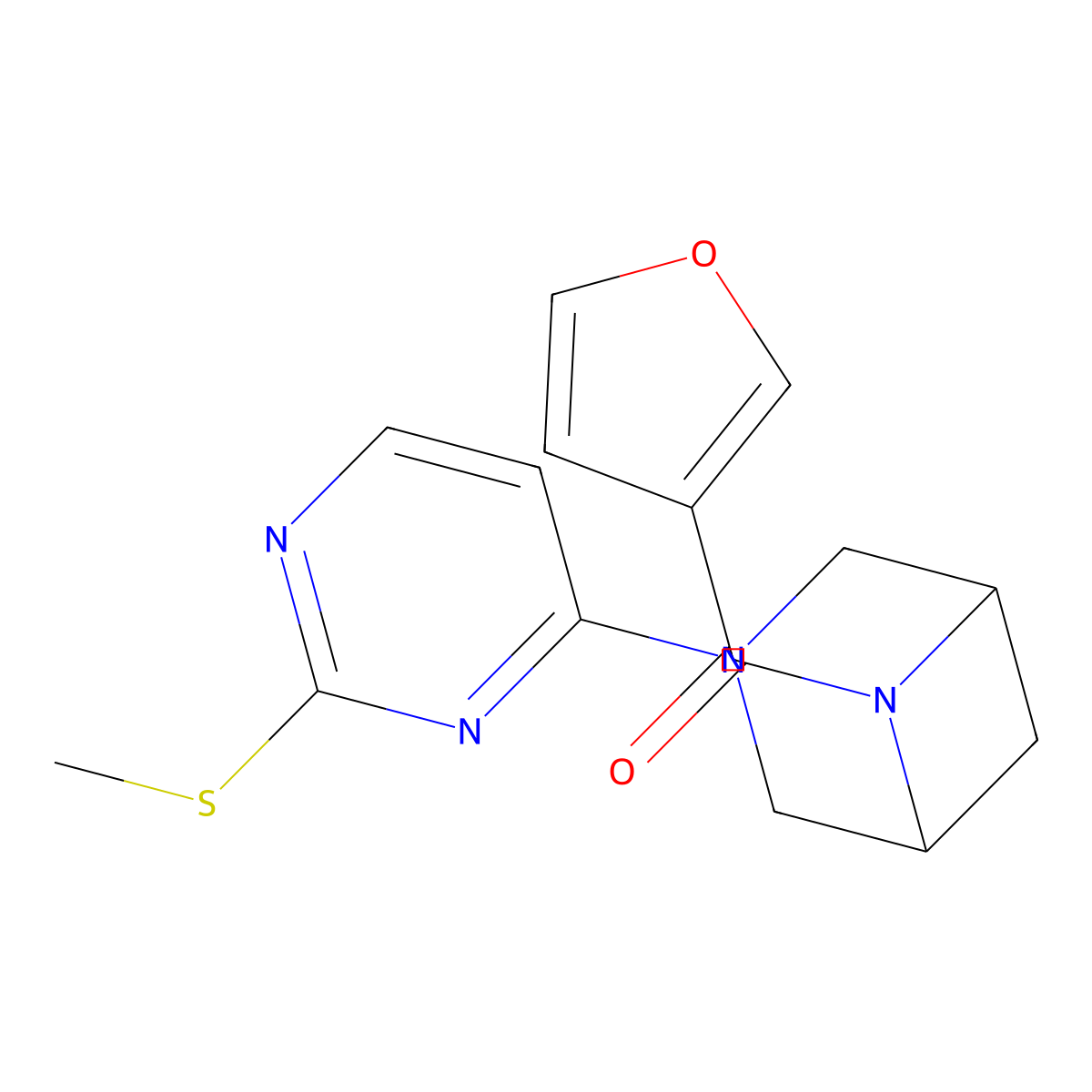 6-(Furan-3-carbonyl)-3-[2-(methylsulfanyl)pyrimidin-4-yl]-3,6-diazabicyclo[3.1.1]heptane molecular structure, CAS 3054585-21-3