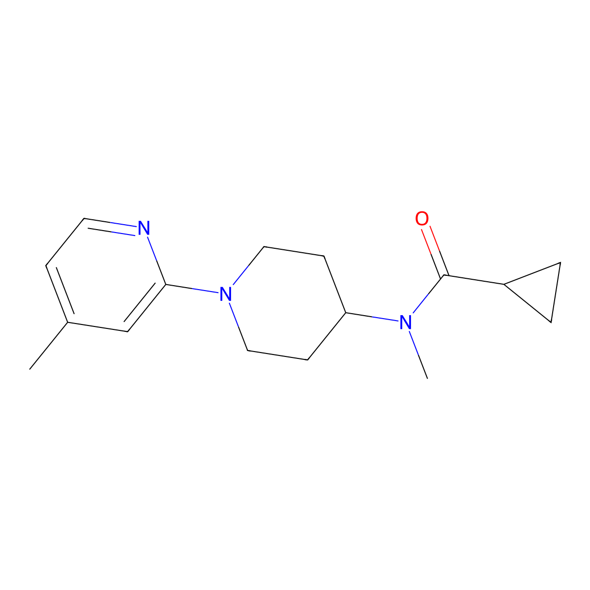N-methyl-N-[1-(4-methylpyridin-2-yl)piperidin-4-yl]cyclopropanecarboxamide molecular structure, CAS 3054585-23-5