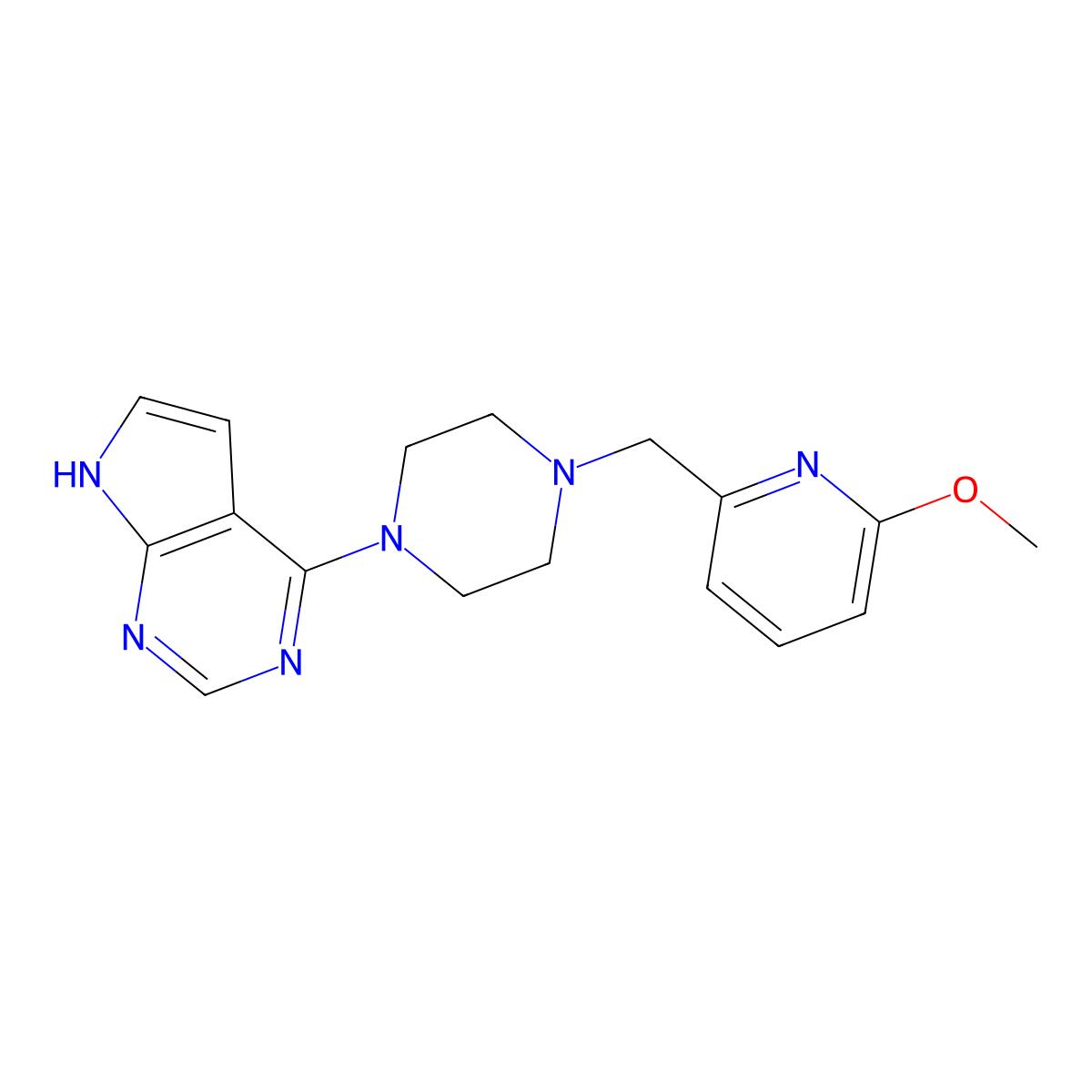 4-[4-[(6-methoxypyridin-2-yl)methyl]piperazin-1-yl]-7H-pyrrolo[2,3-d]pyrimidine molecular structure, CAS 3054585-33-7