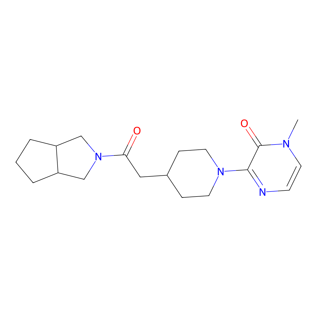 1-Methyl-3-[4-(2-{octahydrocyclopenta[c]pyrrol-2-yl}-2-oxoethyl)piperidin-1-yl]-1,2-dihydropyrazin-2-one molecular structure, CAS 3054585-37-1