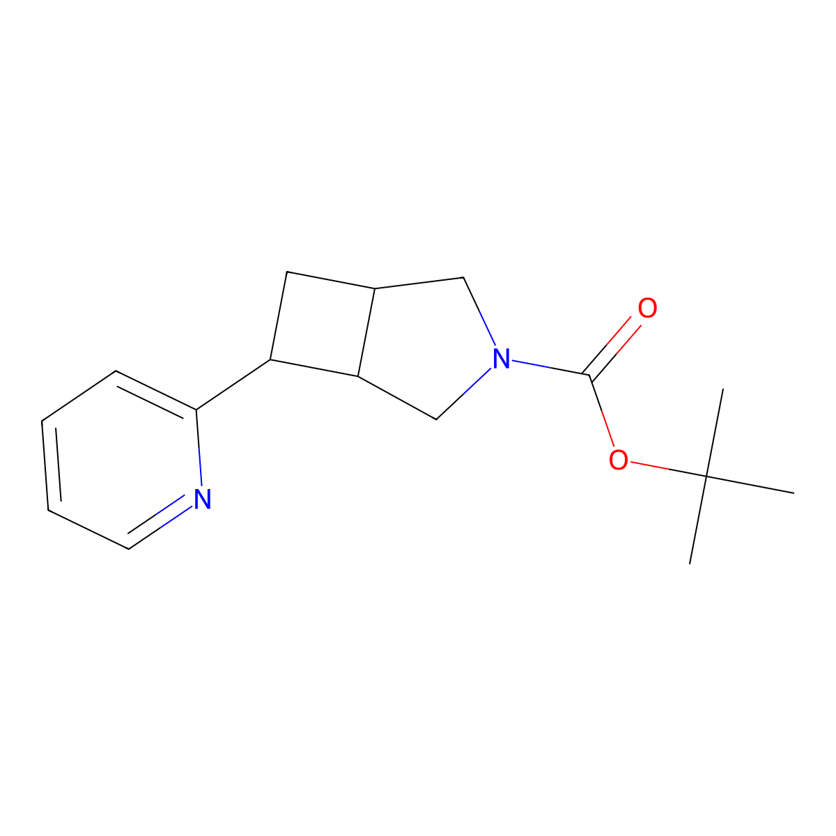 Tert-butyl 6-(pyridin-2-yl)-3-azabicyclo[3.2.0]heptane-3-carboxylate molecular structure, CAS 3054585-39-3