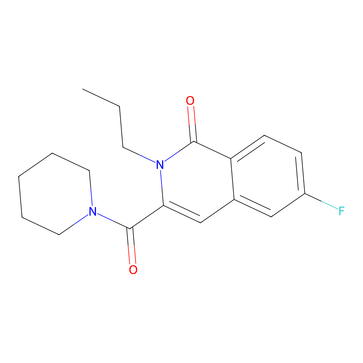6-Fluoro-3-(piperidine-1-carbonyl)-2-propylisoquinolin-1-one molecular structure, CAS 3054585-40-6