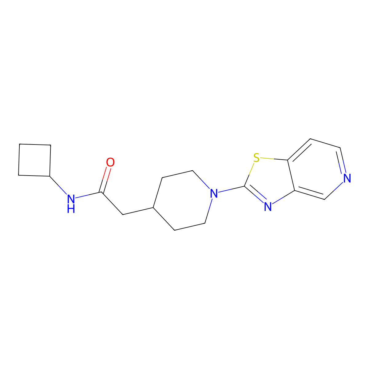N-cyclobutyl-2-(1-{[1,3]thiazolo[4,5-c]pyridin-2-yl}piperidin-4-yl)acetamide molecular structure, CAS 3054585-42-8