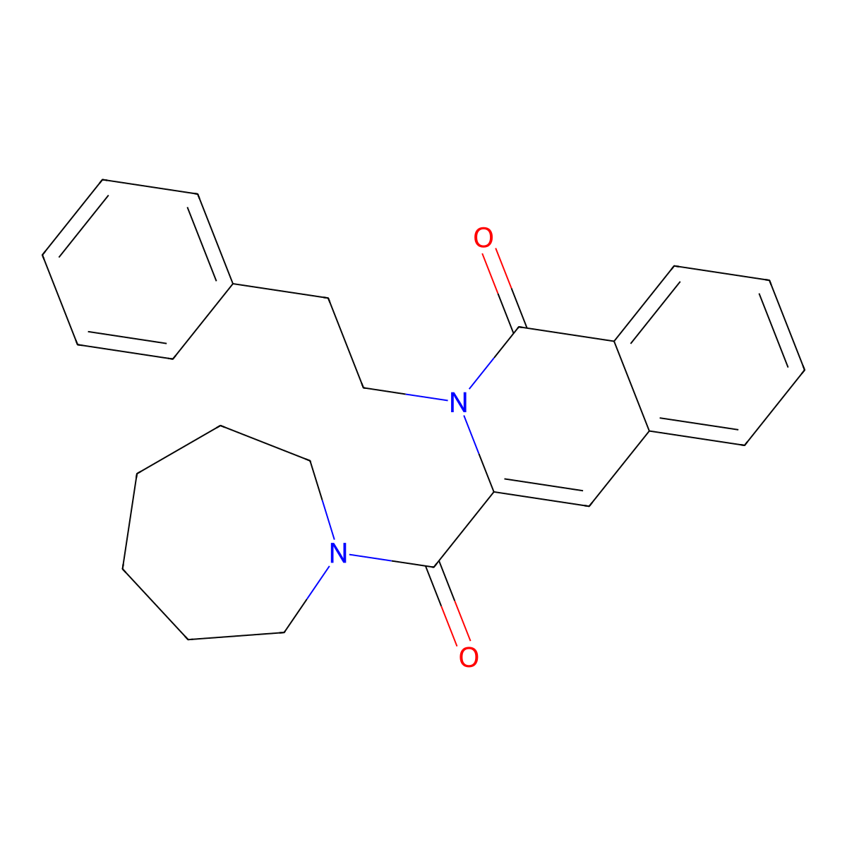 3-(Azepane-1-carbonyl)-2-(2-phenylethyl)-1,2-dihydroisoquinolin-1-one molecular structure, CAS 3054585-48-4