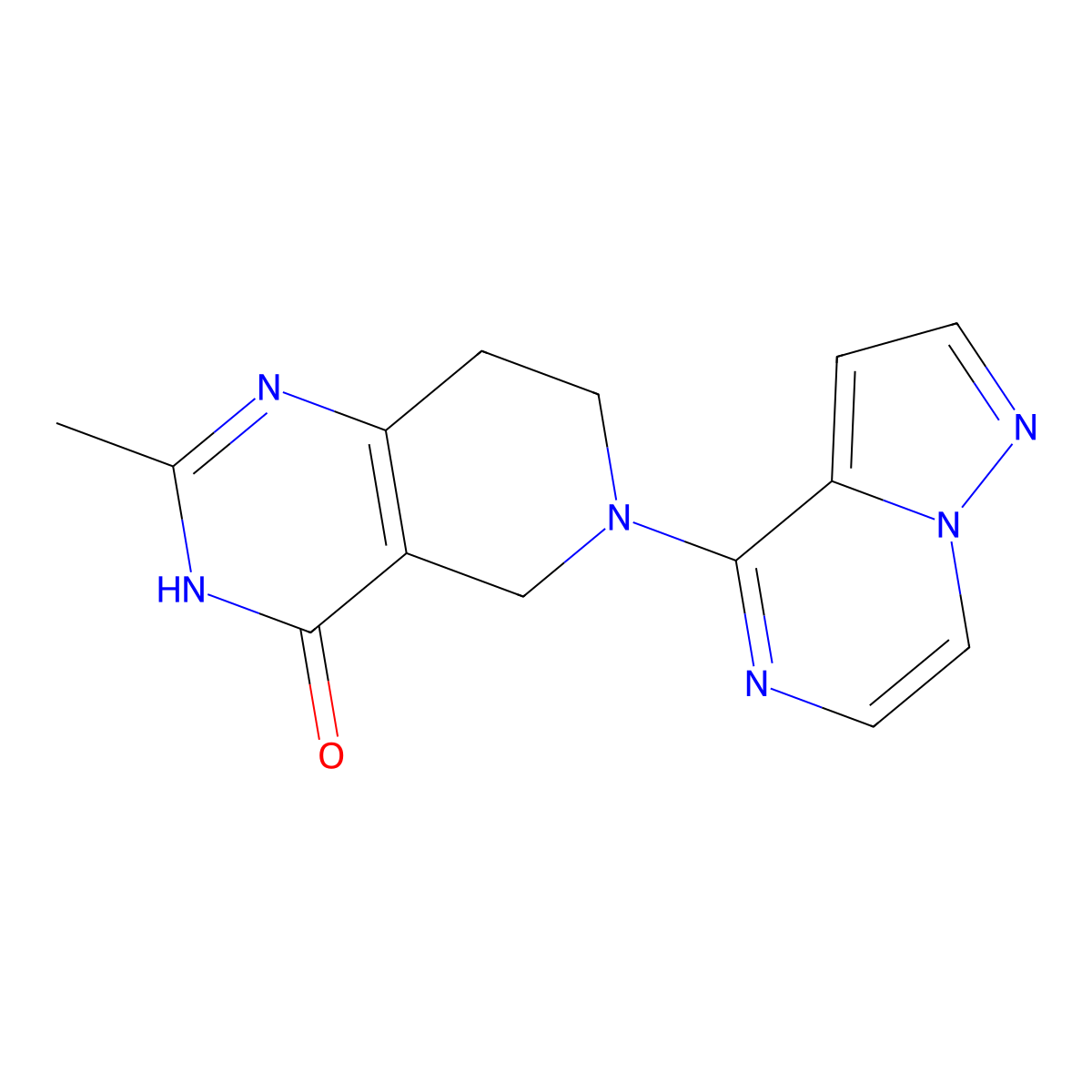 2-methyl-6-{pyrazolo[1,5-a]pyrazin-4-yl}-3H,4H,5H,6H,7H,8H-pyrido[4,3-d]pyrimidin-4-one molecular structure, CAS 3054585-49-5