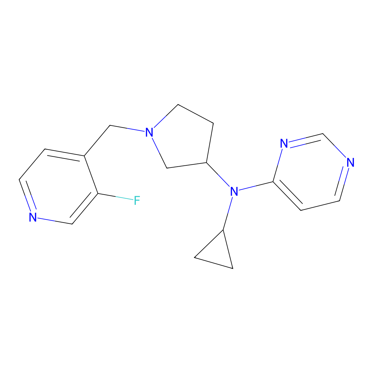 N-cyclopropyl-N-{1-[(3-fluoropyridin-4-yl)methyl]pyrrolidin-3-yl}pyrimidin-4-amine molecular structure, CAS 3054585-54-2