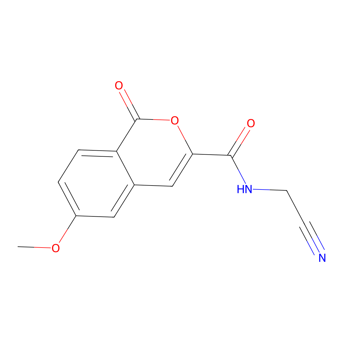 N-(cyanomethyl)-6-methoxy-1-oxo-1H-isochromene-3-carboxamide molecular structure, CAS 3054585-57-5