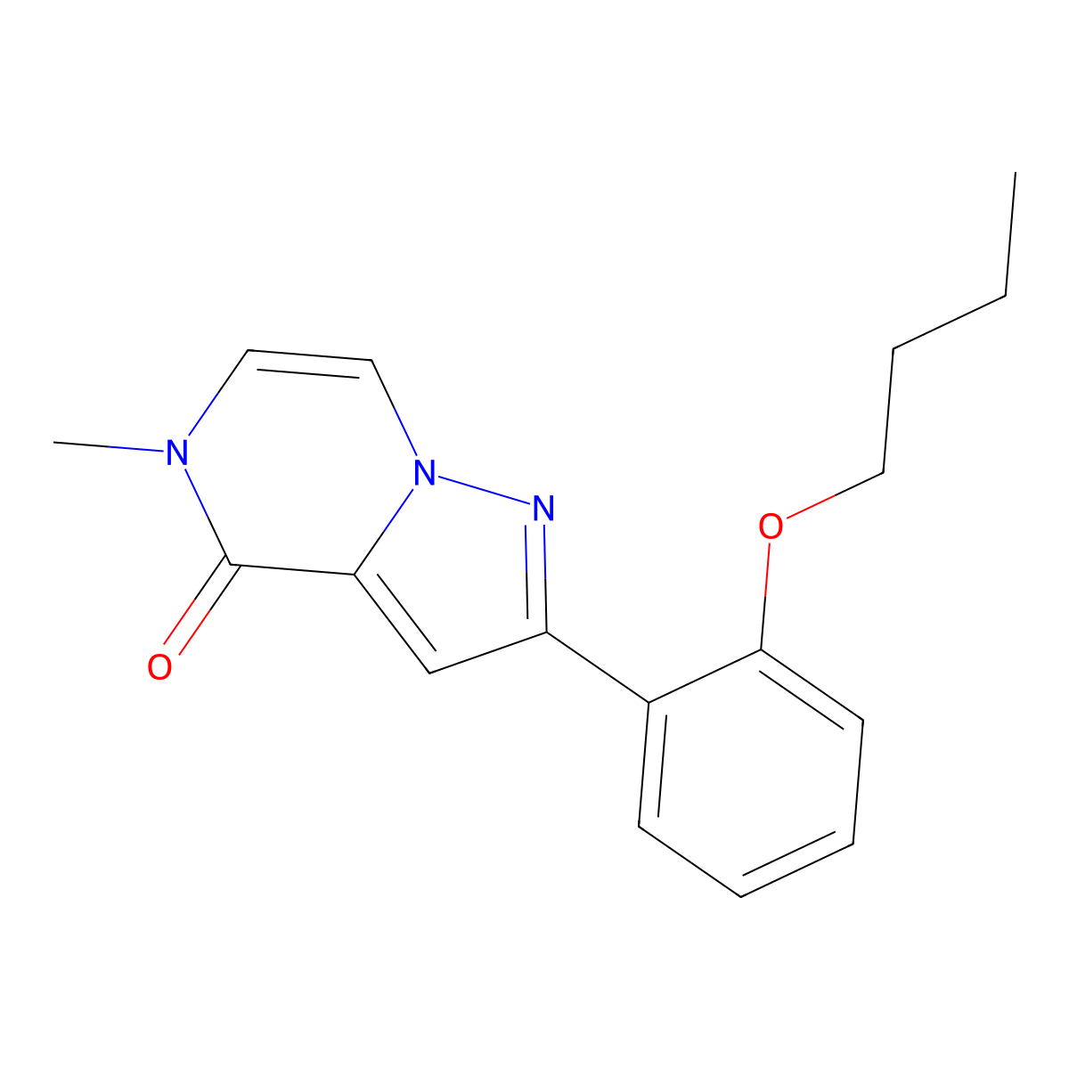2-(2-butoxyphenyl)-5-methyl-4H,5H-pyrazolo[1,5-a]pyrazin-4-one molecular structure, CAS 3054585-58-6