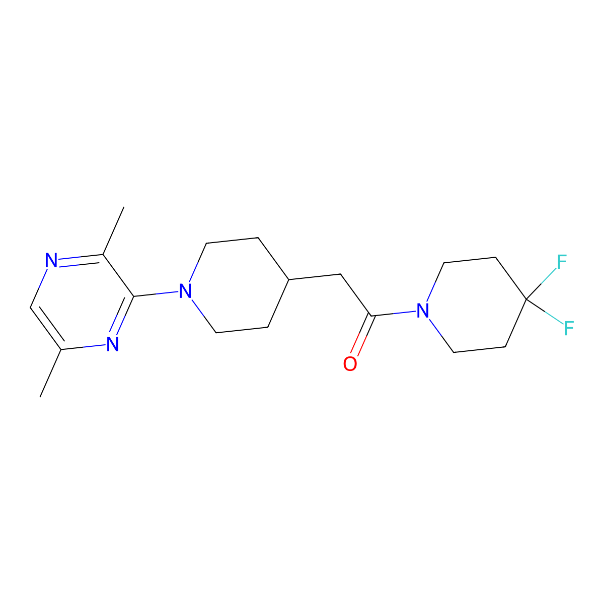 1-(4,4-Difluoropiperidin-1-yl)-2-[1-(3,6-dimethylpyrazin-2-yl)piperidin-4-yl]ethan-1-one molecular structure, CAS 3054585-60-0