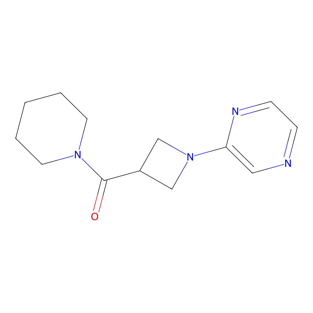 2-[3-(Piperidine-1-carbonyl)azetidin-1-yl]pyrazine molecular structure, CAS 3054585-62-2