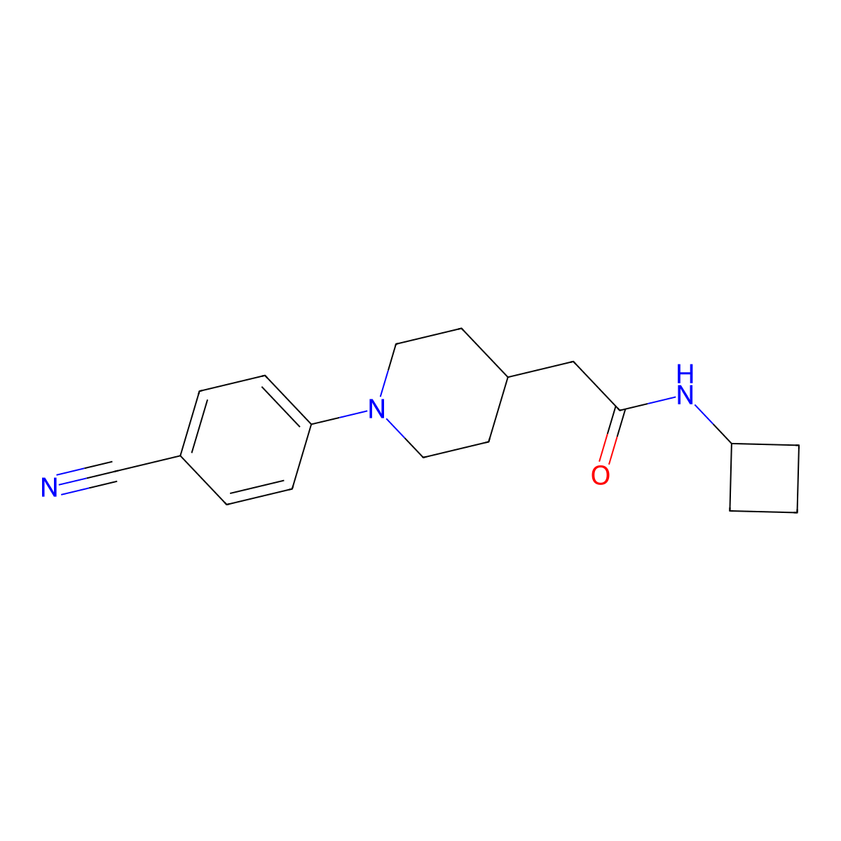 2-[1-(4-cyanophenyl)piperidin-4-yl]-N-cyclobutylacetamide molecular structure, CAS 3054585-64-4
