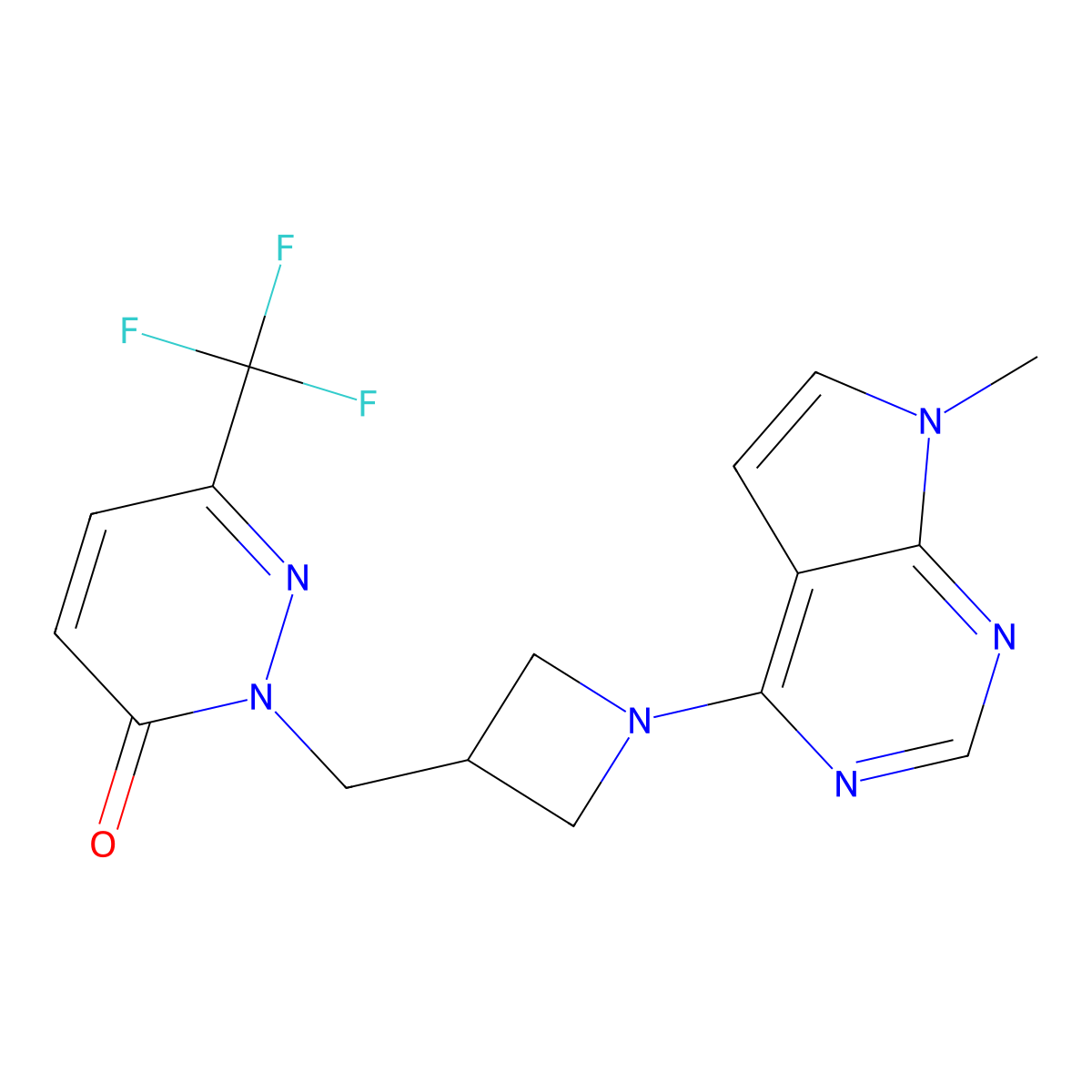 2-[(1-{7-methyl-7H-pyrrolo[2,3-d]pyrimidin-4-yl}azetidin-3-yl)methyl]-6-(trifluoromethyl)-2,3-dihydropyridazin-3-one molecular structure, CAS 3054585-66-6