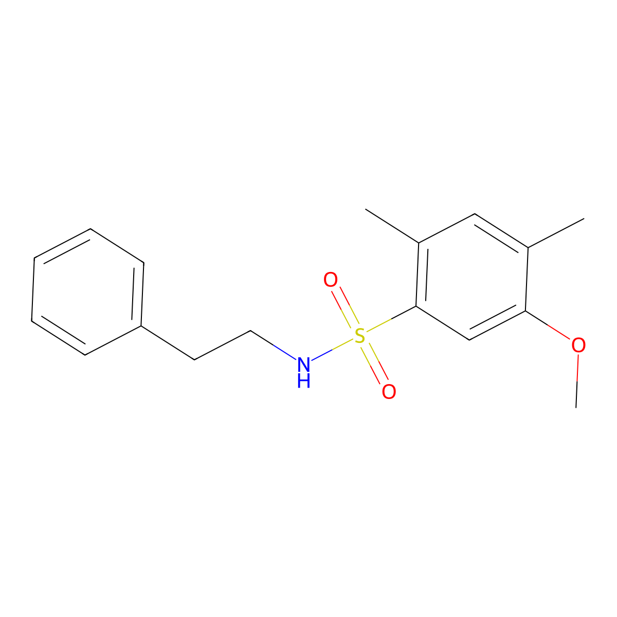 5-methoxy-2,4-dimethyl-N-(2-phenylethyl)benzene-1-sulfonamide molecular structure, CAS 3054585-67-7
