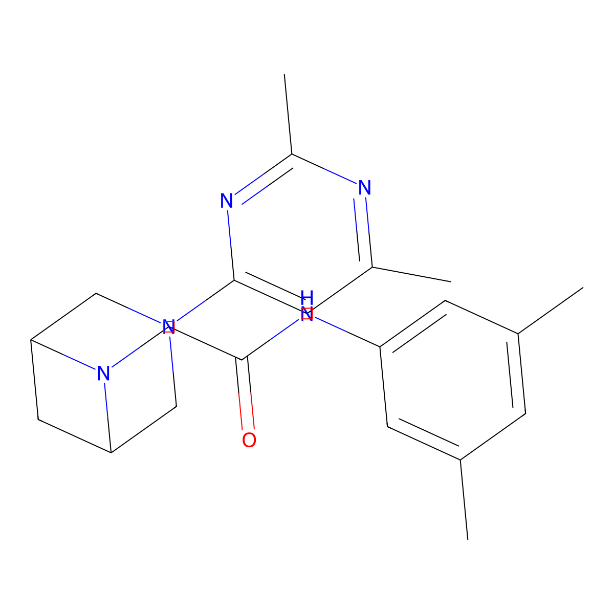 N-(3,5-dimethylphenyl)-2-[3-(2,6-dimethylpyrimidin-4-yl)-3,6-diazabicyclo[3.1.1]heptan-6-yl]acetamide molecular structure, CAS 3054585-68-8
