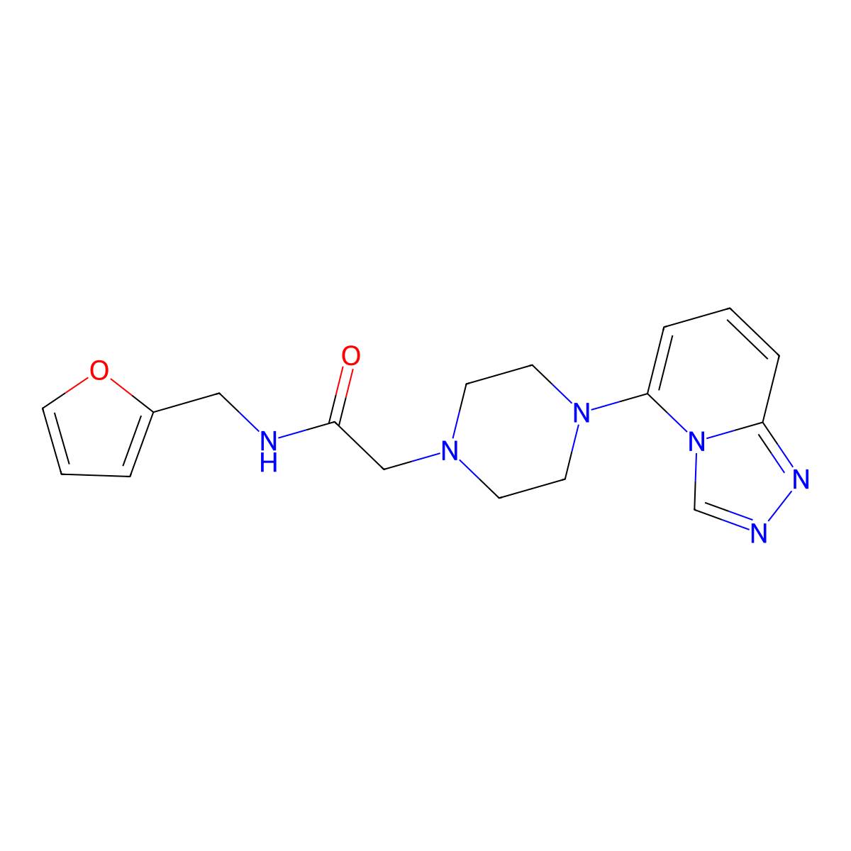 N-[(furan-2-yl)methyl]-2-(4-{[1,2,4]triazolo[4,3-a]pyridin-5-yl}piperazin-1-yl)acetamide molecular structure, CAS 3054585-70-2